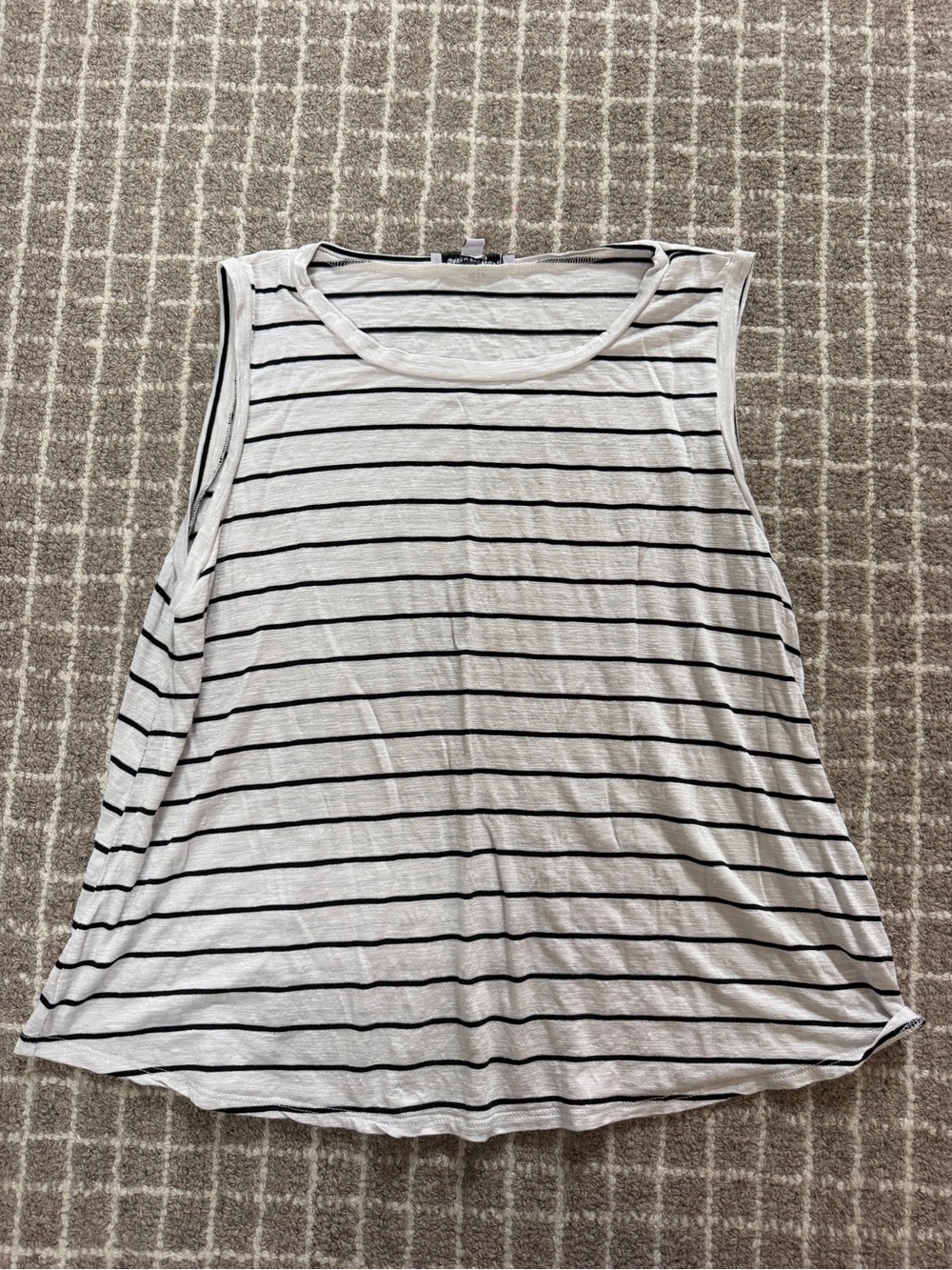 Green Envelope White Tank Top with Black Stripes